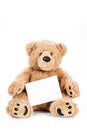 Cute teddy bear holding blank board Royalty Free Stock Photo
