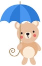 Cute teddy bear holding a blue umbrella Royalty Free Stock Photo