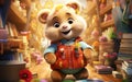 A cute teddy bear holding a fairy tale book, a whimsical character, Generative Ai