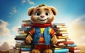 A cute teddy bear holding a fairy tale book, a whimsical character, Generative Ai