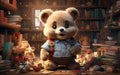 A cute teddy bear holding a fairy tale book, a whimsical character, Generative Ai