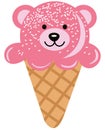 Cute teddy bear ice cream cone