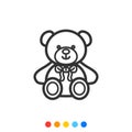 Cute teddy bear,Icon,Vector and Illustration Royalty Free Stock Photo