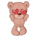 Cute Teddy Bear in love for Valentine`s Day. Children`s character