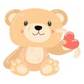 Cute teddy bear in paws heart with wings. A stuffed bear toy as a gift for Valentine's Day. A gift for your loved