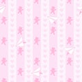 Teddy Bear Hearts and Paper Plane Cute Baby Girl Vector Seamless Pattern
