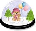 Cute teddy bear snowdome