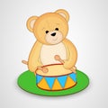 Cute teddy bear toy playing with drum