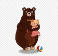 Cute Teddy Bear Hugging Baby Girl in Pink Dress Royalty Free Stock Photo