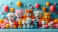 Cute Teddy Bears with Balloons Royalty Free Stock Photo