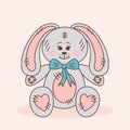 Cute teddy bunny. Plush toy rabbit.