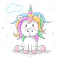 Cute teddy color unicorn. Cool illustration.