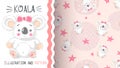 Cute teddy koala - seamless pattern