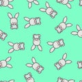 Cute Teddy Rabbit Kids Cartoon Kids Background Pattern Seamless