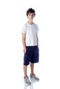 Cute teeange boy standing on white background Royalty Free Stock Photo