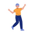Cute Teen Boy Happily Jumping, Emotional Schoolboy Having Fun Vector Illustration Royalty Free Stock Photo