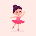 Cute teen girl cartoon character Ballerina, flat vector illustration