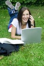 Cute teen girl on the phone Royalty Free Stock Photo