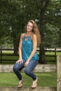 Cute teen girl poses on farm Royalty Free Stock Photo