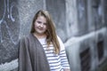 Cute teen girl standing on the street. Royalty Free Stock Photo