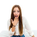 Cute teen girl with surprising expression