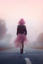 punk woman with pink hair. teen rebel. Royalty Free Stock Photo