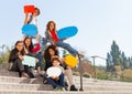 Cute teenage boys and girls holding speech bubbles Royalty Free Stock Photo