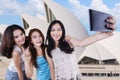 Cute teenage girls taking self portrait Royalty Free Stock Photo