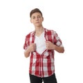 Cute teenager boy over white background Royalty Free Stock Photo