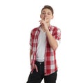 Cute teenager boy over white background Royalty Free Stock Photo