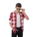 Cute teenager boy over white background Royalty Free Stock Photo