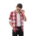 Cute teenager boy over white background Royalty Free Stock Photo