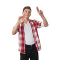 Cute teenager boy over white background Royalty Free Stock Photo