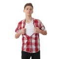 Cute teenager boy over white isolated background Royalty Free Stock Photo