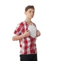 Cute teenager boy over white isolated background Royalty Free Stock Photo