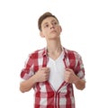 Cute teenager boy over white isolated background Royalty Free Stock Photo