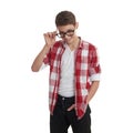 Cute teenager boy over white isolated background Royalty Free Stock Photo