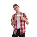 Cute teenager boy over white isolated background Royalty Free Stock Photo