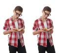 Cute teenager boy over white isolated background Royalty Free Stock Photo