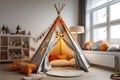 Cute teepee tent in a kids play room Royalty Free Stock Photo