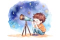 cute telescope cartoon character, created with Generative AI technology