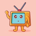 Cute television mascot smile isolated cartoon vector illustration