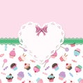 Cute template for girls with lacy doily heart.