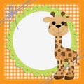 Cute template for postcard with giraffe Royalty Free Stock Photo