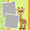Cute template for postcard with giraffe
