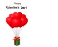 Cute template Valenines day with gift and balloons