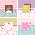 Cute templates set for girls. Can be used for scrapbook design, cookbook, diary, photo album cover.