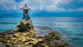 Cute Temple on the Shore by the Sea on Nusa Penida with Dramatic Clouds above Bali, Indonesia