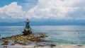 Cute Temple on the Shore by the Sea on Nusa Penida with Dramatic Clouds above Bali, Indonesia