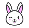 Cute and tender rabbit. White rabbit kawaii.